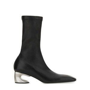 Jil Sander Ankle-High Leather Boots With Sculptural Heel - NWT
